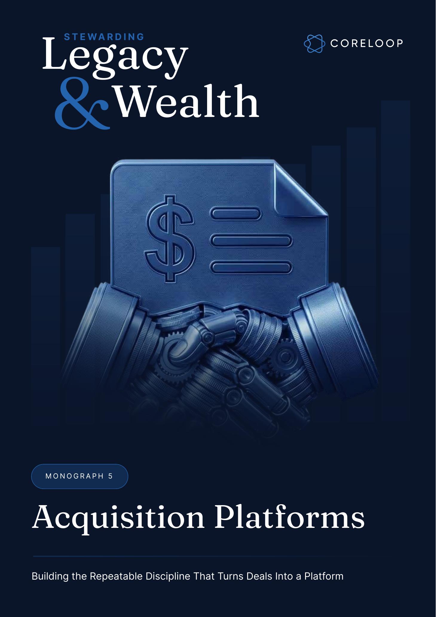 Navy cover of Stewarding Legacy & Wealth Monograph 5, Acquisition Platforms